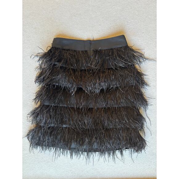 J. McLaughlin Melina black Ostrich feather mini skirt holiday sexy date night 2 - Picture 2 of 7